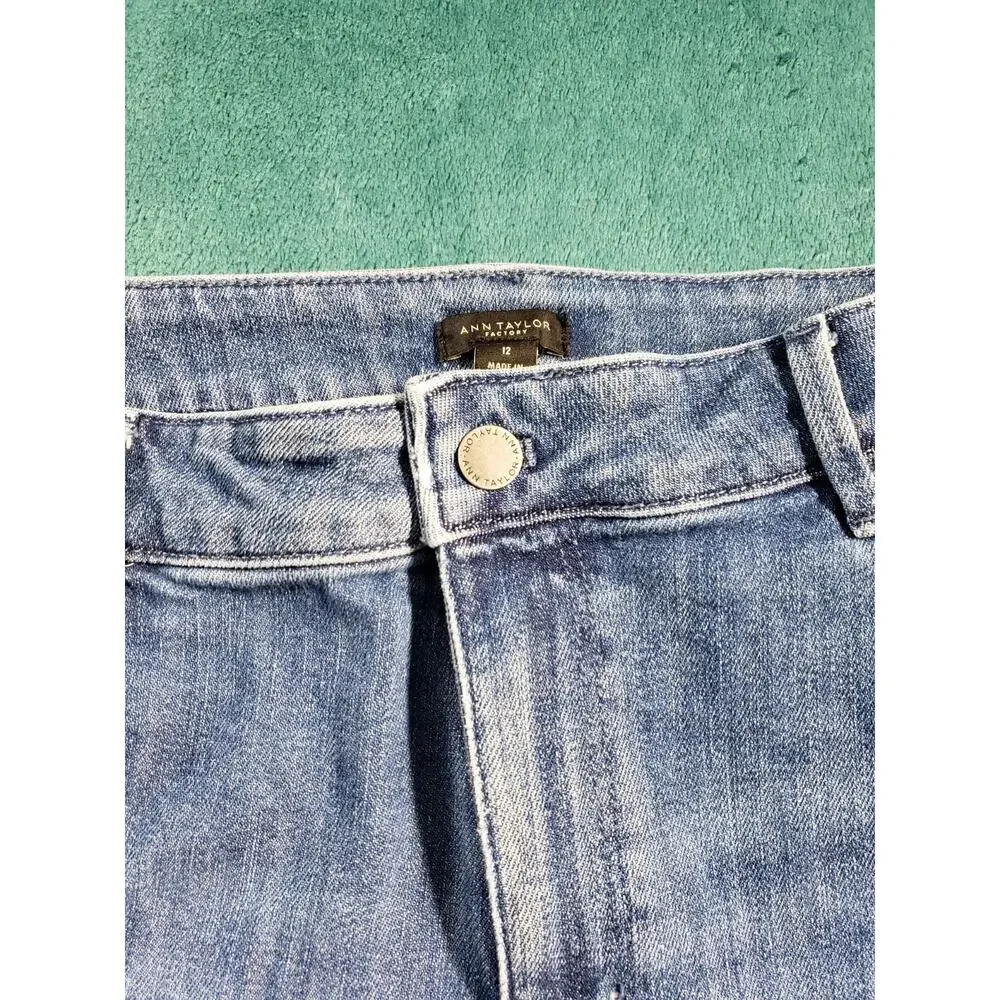 Ann Taylor Jeans Size 12 Women Blue Pants Denim Stretch Mid Rise Straight Ankle